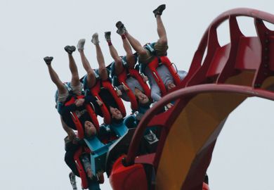 Upside down on rollercoaster