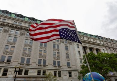 Upside down national flag of the USA waving in the wind Upside down national flag of the USA waving in the wind