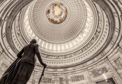 Statue of George Washington beneath the US Capitol rotunda