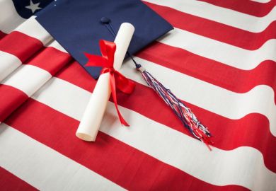 US flag with degree USA