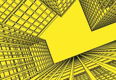 View of skyscrapers from ground looking up (illustration)