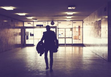 Walking through hallway