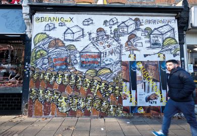 Street art of Refuge migration in East Dulwich to illustrate 