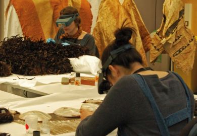 People working on costumes at The British Museum to illustrate Exhibit A for impact  and interdisciplinarity