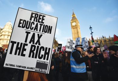 Protest against university fees to illustrate David Eastwood who said ‘I have never met anybody who cares more about HE than I do’