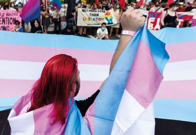 Protesters gather ahead of the Sydney Gay and Lesbian Mardi Gras parade to illustrate We must be able to debate sex versus gender identity
