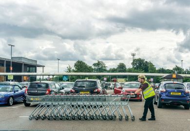 Collecting trolleys from a supermarket car park to illustrate Maintenance loan only covers half of students’ real living costs