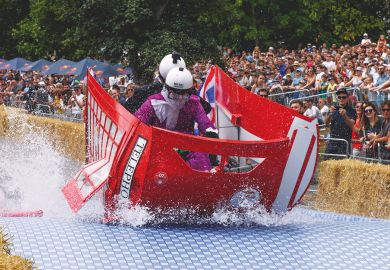 Participants crash their vehicle during the Red Bull Soapbox race event at Alexandra Palace, London, UK to illustrate More visa changes could cause ‘irreversible harm’ to UK sector
