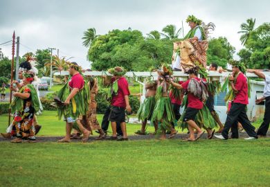 Makirau Haurua in traditional costume being carried on throne during investiture as a metaphor for New Zealand gives indigenous research big weightings boost