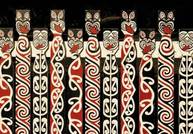 Maori painting on fence, Rotorua to illustrate Does the teachi ng of indigenous   knowledge need   to be examined?