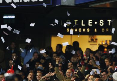  Arsenal throw fake bank notes prior to the Barclays Premiership match to illustrate Alarm over ‘staggering’ leadership pay at UK private providers