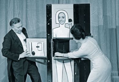 Magician performs a 'Middle Cut' trick to illustrate Academics ‘give away one-third of their time’