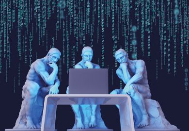 Three Thinkers Sitting In Front Of A Computer Screen to illustrate I thought I could harness AI for the good, but I was wrong. Now what?