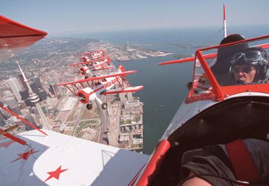 Group of pilots fly over Toronto to illustrate Canada wants foreign students to access all areas across the country