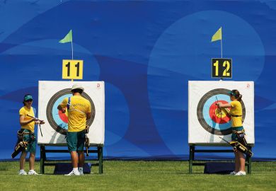  Australia team withdraw their arrows from the targets to illustrate Access targets ‘need rigorous research’