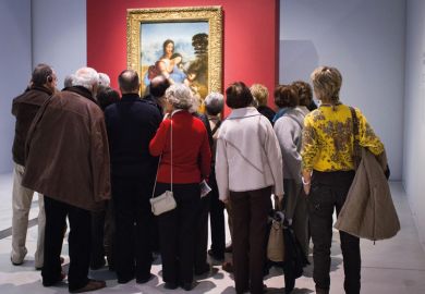  A crowd of older people view Leonardo da Vinci's The Virgin and Child with St. Anne at Louvre-Lens to illustrate Ageing workforce in non-science fields ‘not good news’ for UK