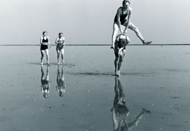 People playing leapfrog on a beach to illustrate ‘Nepotistic’ journals fast-track hyperprolific authors