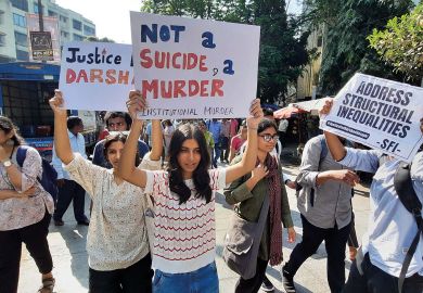 Bombay students, Student Federation of India and other student organizations protest outside IIT Bombay  to illustrate Caste discrimination on spot after suicide 