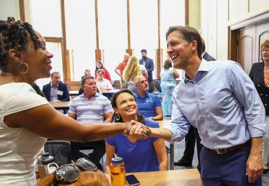 Erica McCray, associate dean meets Ben Sasse, president of the University of Florida Erica McCray, associate dean meets Ben Sasse, president of the University of Florida to illustrate Ben Sasse wins over Florida faculty with moderation and money