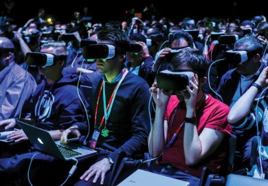 crowd wearing VR devices