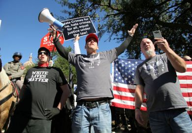 Austin, Texas, USA - November 19, 2016: A group of 'White Lives Matter' demonstrators protest just south of the Capitol grounds