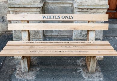 Whites only - reconstructed apartheid bench in Cape Town