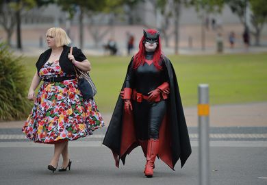 Woman dressed as a superhero