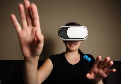 Woman wearing a virtual reality headset