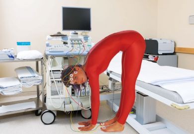 Woman wearing red catsuit