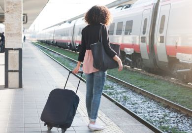 Woman waiting for train