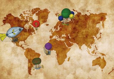 Balloons and world map