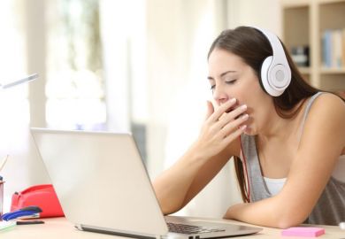 Yawning student Yawning student illustrating boredom studies