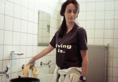 Young cleaning lady unhappy with work