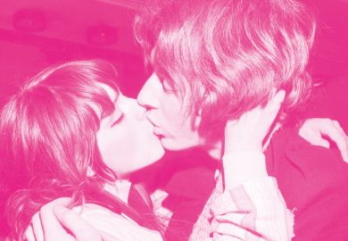 Young couple kissing, 1960s