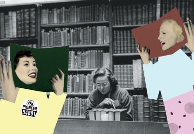 Young female student reading and studying in library Young female student reading and studying in library