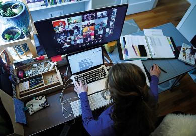Student doing online lessons at a computer