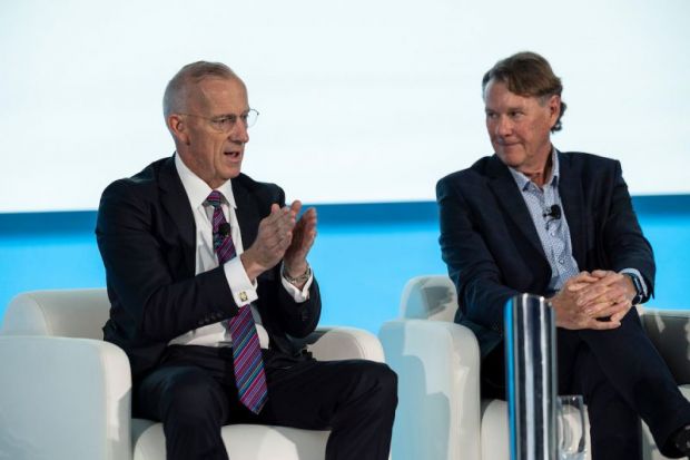 Michael Spence and Stephen Simpson at the World Academic Summit