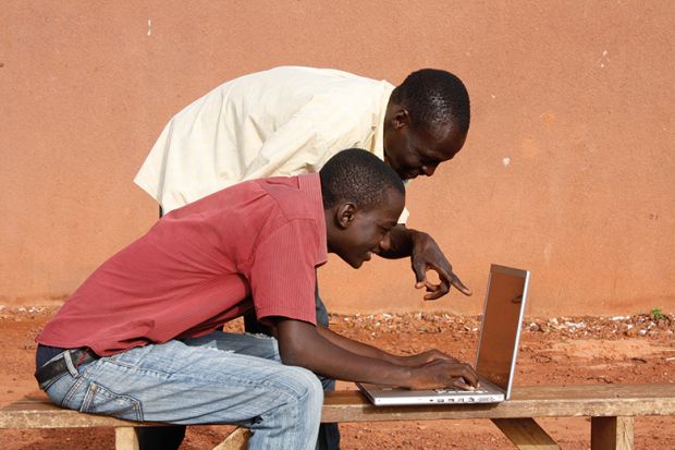 Africans using a laptop