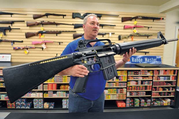 American with giant gun