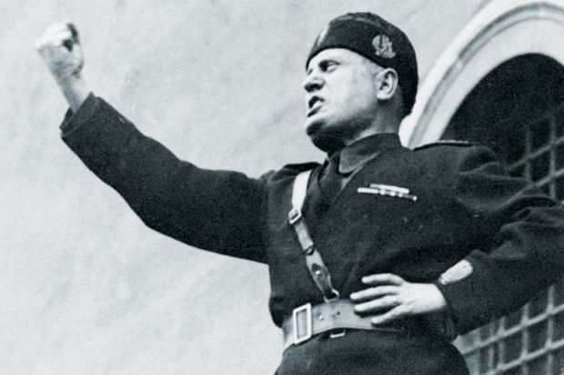 Benito Mussolini (National Fascist Party) addressing rally, 1933