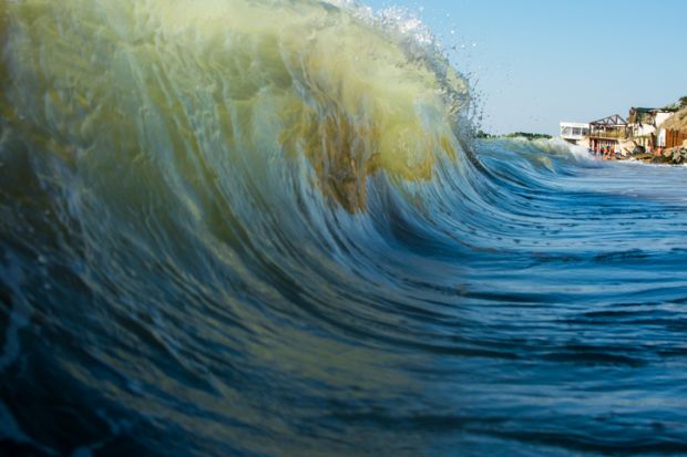 A wave on the Black Sea coast, Romania, symbolising Romanian plagiarism