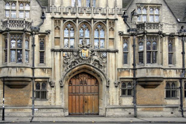The closed gate of Brasenose College, Oxford