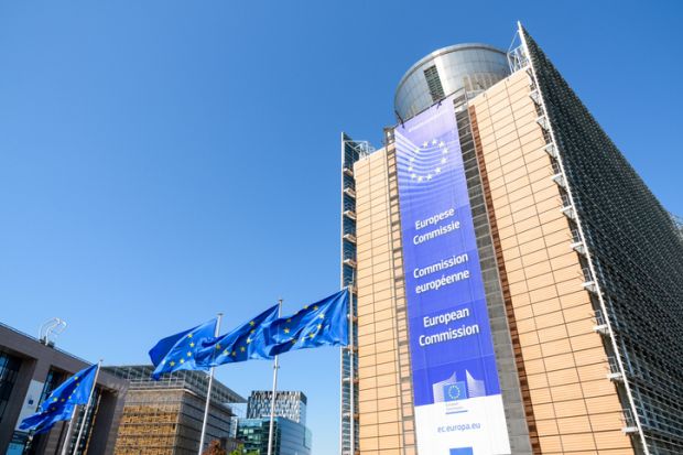 Brussels, Belgium - April 19, 2019 The Berlaymont building in the European Quarter houses the headquarters of the European Commission, the executive of the European Union (EU), since 1967.