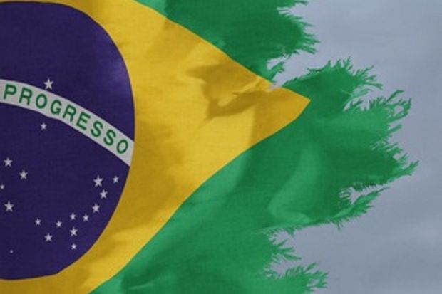Tattered Brazilian flag