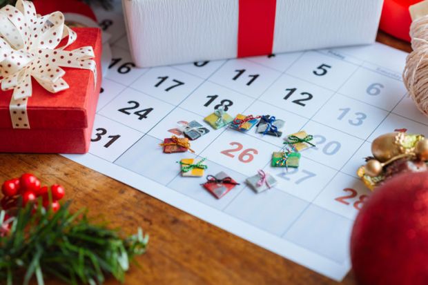Calendar showing 26 December/Boxing Day