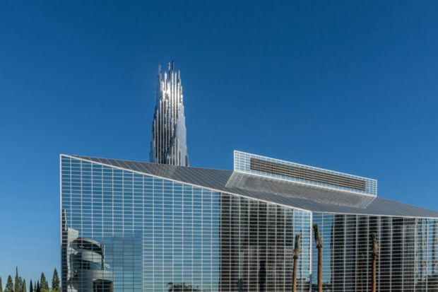 Christ Cathedral, formerly and sometimes still known as the Crystal Cathedral, was designed by Philip Johnson and completed in 1981