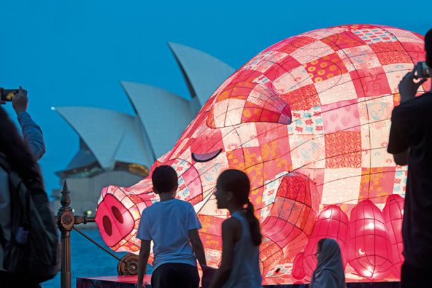 Chinese pig lantern at Sydney Opera House