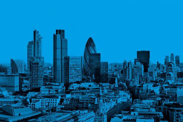 Skyline of the City of London, with blue tint. The new policy institute, the Finsbury Institute at City St George’s, University of London, will focus on the City of London