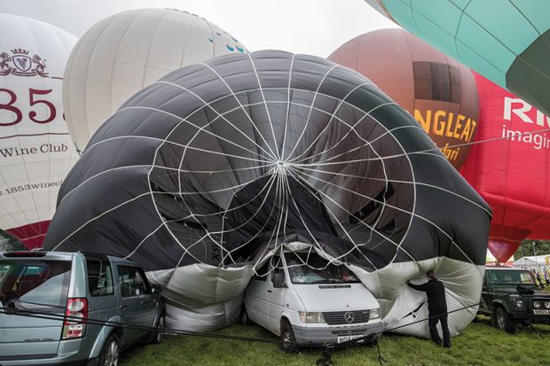 Collapsed hot air balloon