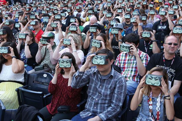 Crowd with VR headsets